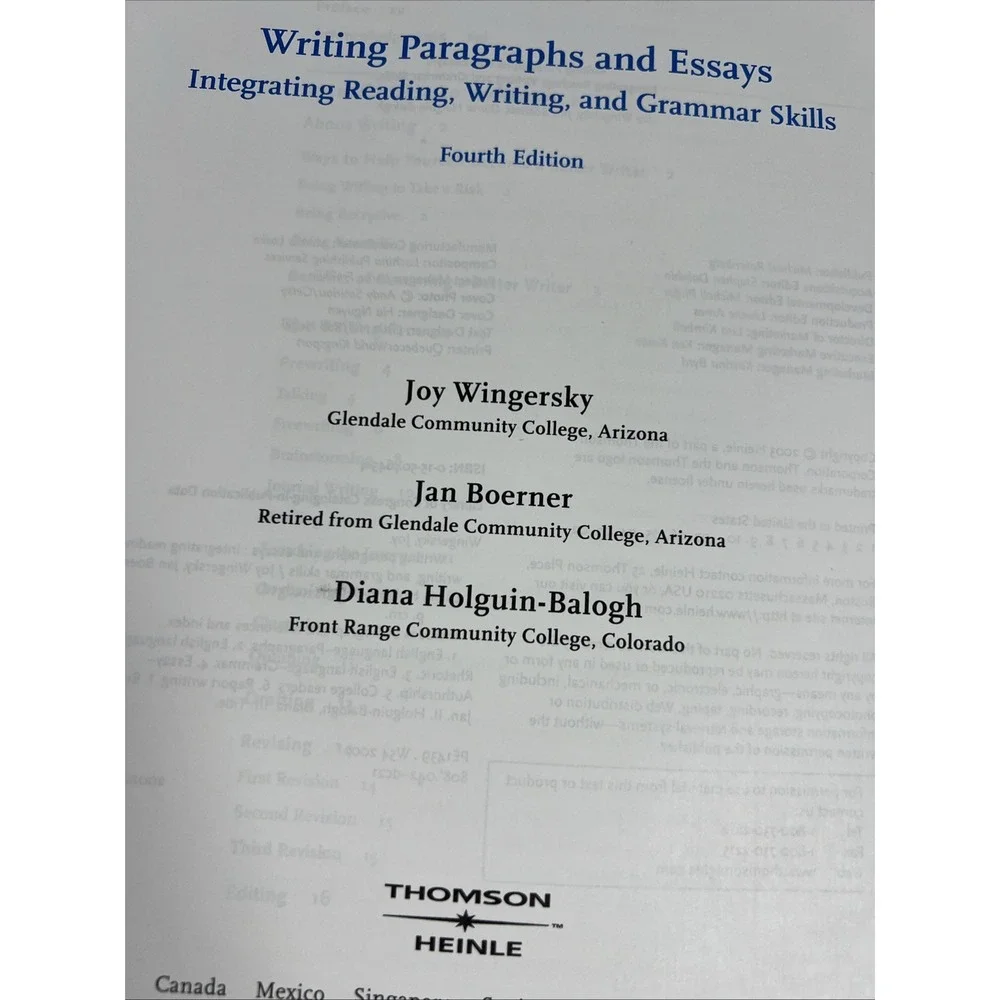 Wingersky Boerner Holguin Balogh Fourth Edition Writing Paragraphs And‎ Essays